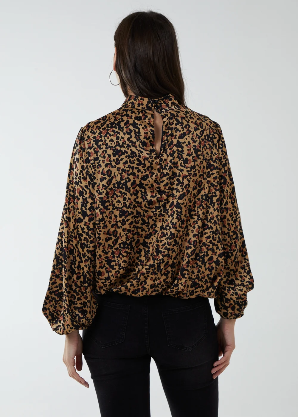 Blue Vanilla Brown Satin Blouson Top - M Image 2