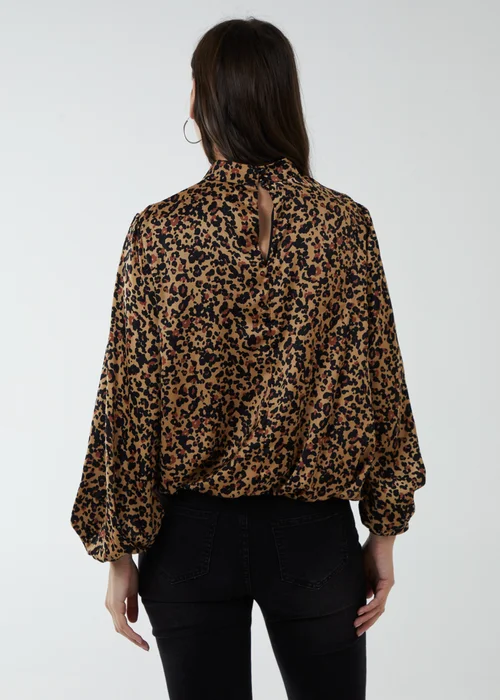 Blue Vanilla Brown Satin Blouson Top - M Image 2