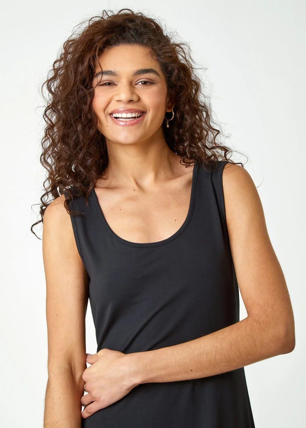 Roman Black Crochet Hem Stretch Midi Dress - 18 Image 4