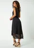 Roman Black Crochet Hem Stretch Midi Dress - 18 Image 3