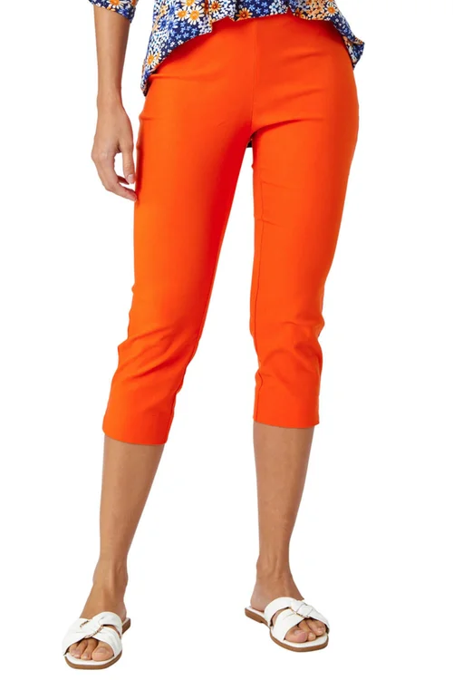Roman Burnt Orange Cropped Stretch Trouser Capri Summer Leggings 3/4 Pedal Pushers - 20 Image 1