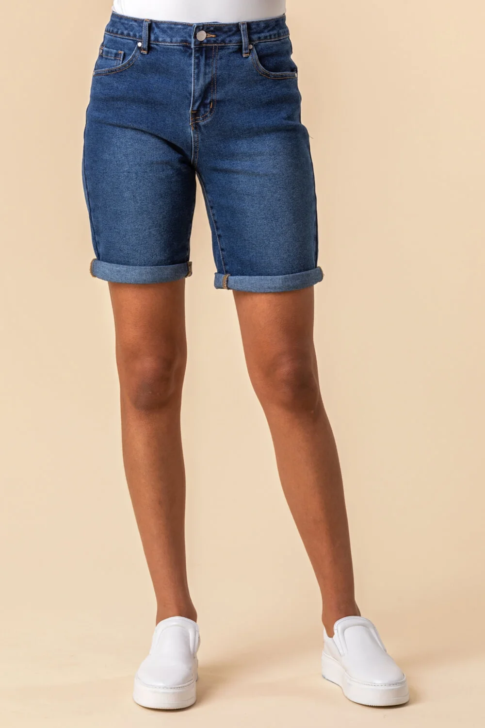 Roman Denim Turned Hem Denim Stretch Shorts - 6 Image 2