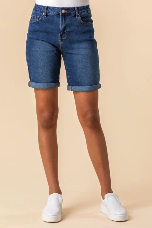 Roman Denim Turned Hem Denim Stretch Shorts - 6 Image 2