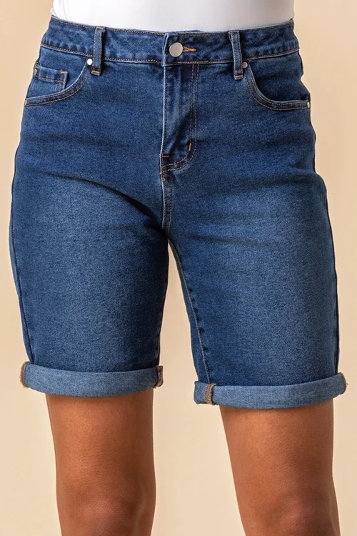 Roman Denim Turned Hem Denim Stretch Shorts - 6 Image 3