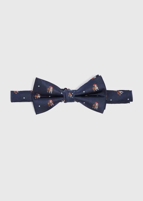 Taylor & Wright Navy Novelty Pug Santa Bow Tie - One Size Image 1