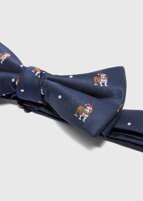 Taylor & Wright Navy Novelty Pug Santa Bow Tie - One Size Image 2