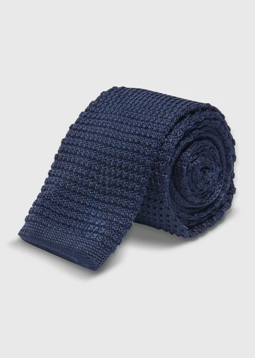 Taylor & Wright Navy Knitted Tie - One Size Image 1