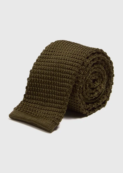 Taylor & Wright Olive Knitted Tie - One Size Image 1