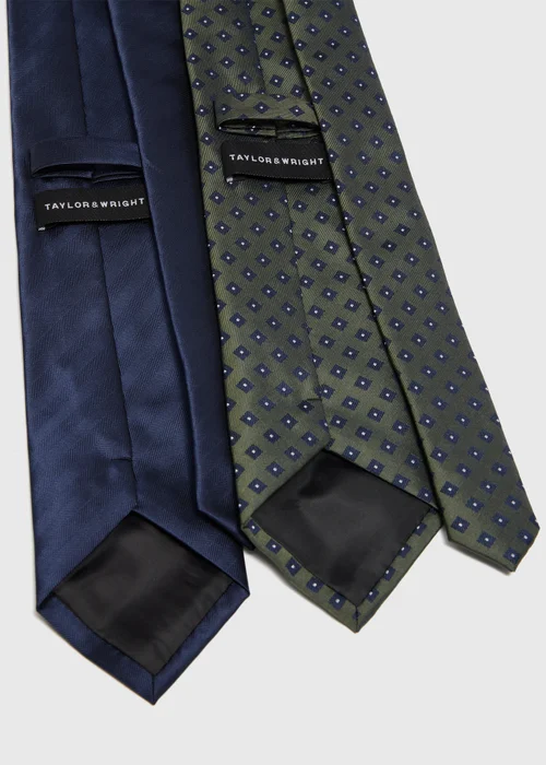 2 Pack Taylor & Wright Multicolour Geometric Ties - One Size Image 2