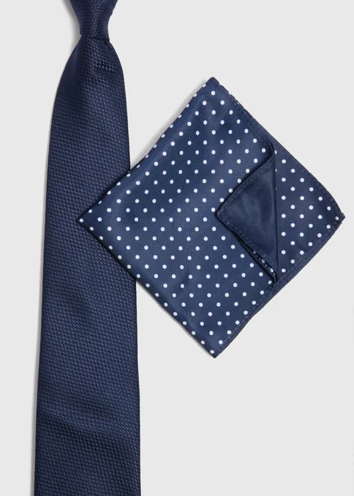 Taylor & Wright Navy Polka Dot Tie & Pocket Square - One Size Image 2