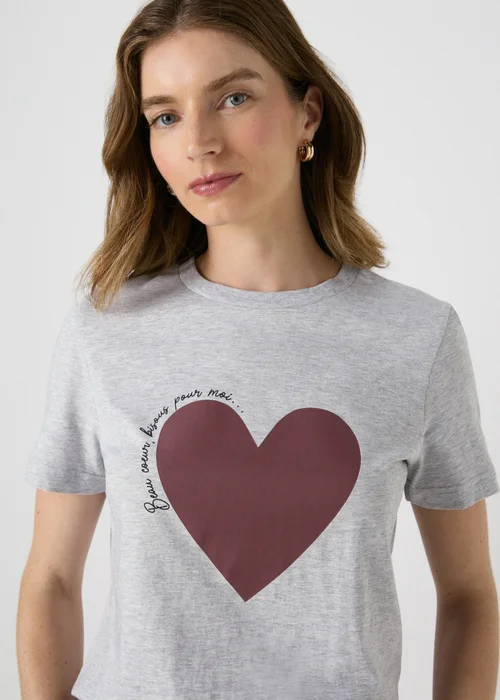 Grey Heart Graphic T-Shirt - 8 Image 1