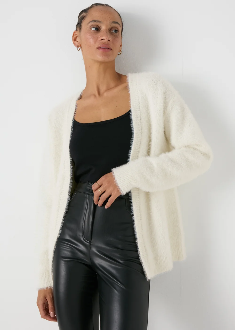 Cream Fluffy Cardigan - XS Image 3