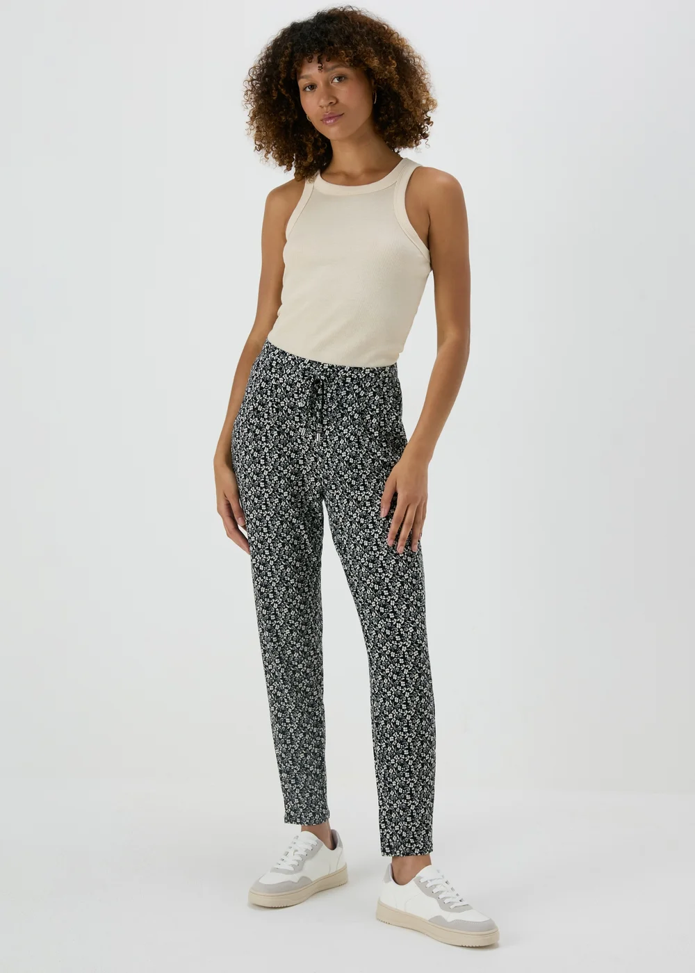 Black Printed Harem Trousers - 8 Image 1