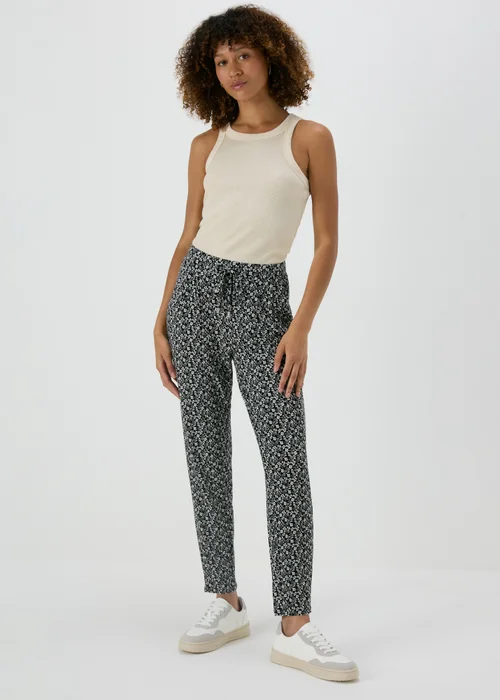 Black Printed Harem Trousers - 8 Image 1