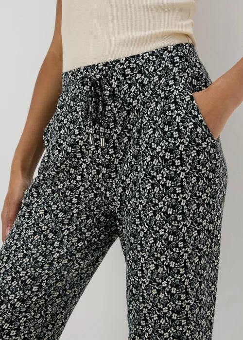 Black Printed Harem Trousers - 8 Image 3