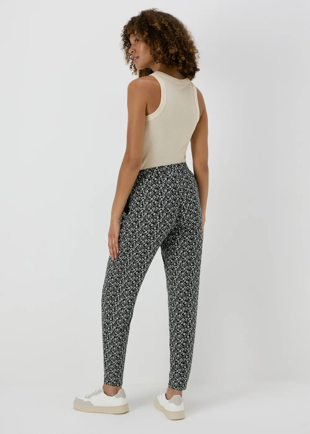 Black Printed Harem Trousers - 8 Image 2