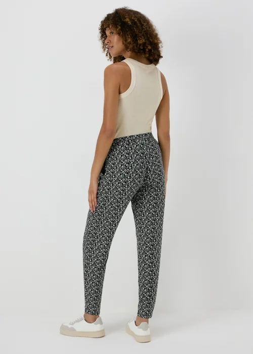 Black Printed Harem Trousers - 8 Image 2