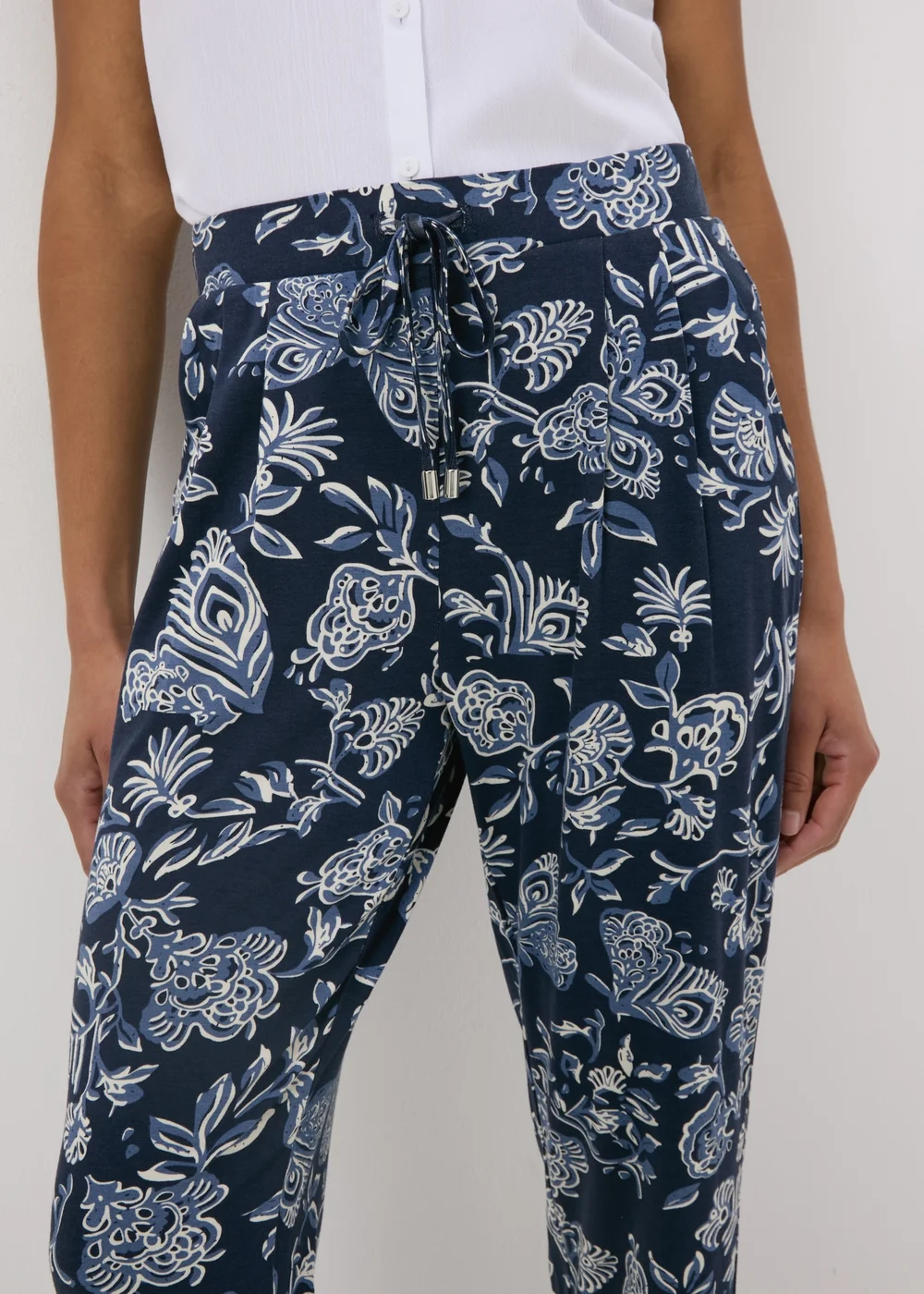 Navy Floral Harem Trousers - 8 Image 3