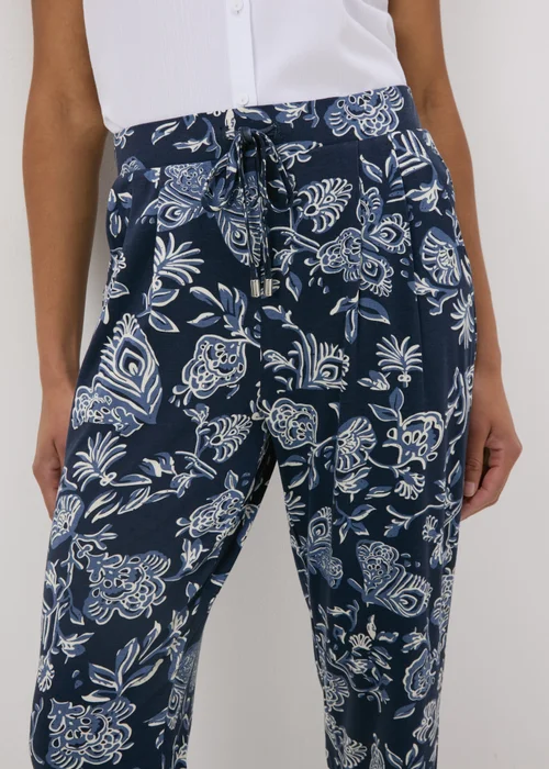 Navy Floral Harem Trousers - 8 Image 3