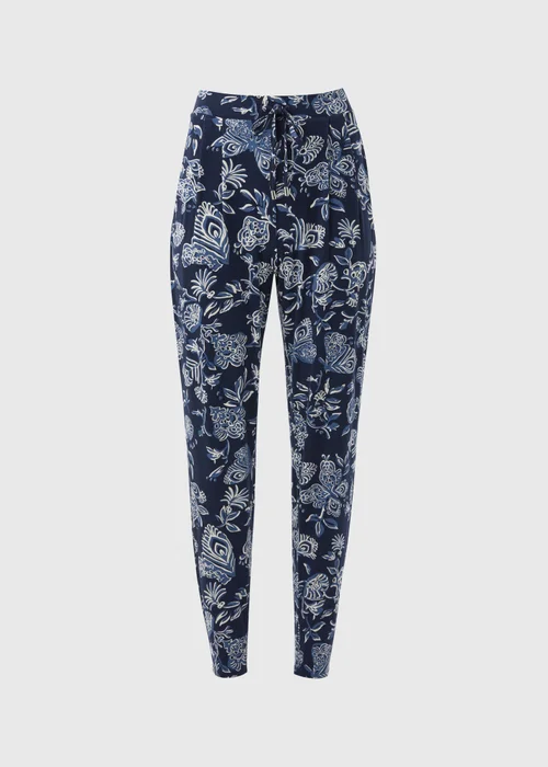 Navy Floral Harem Trousers - 8 Image 5