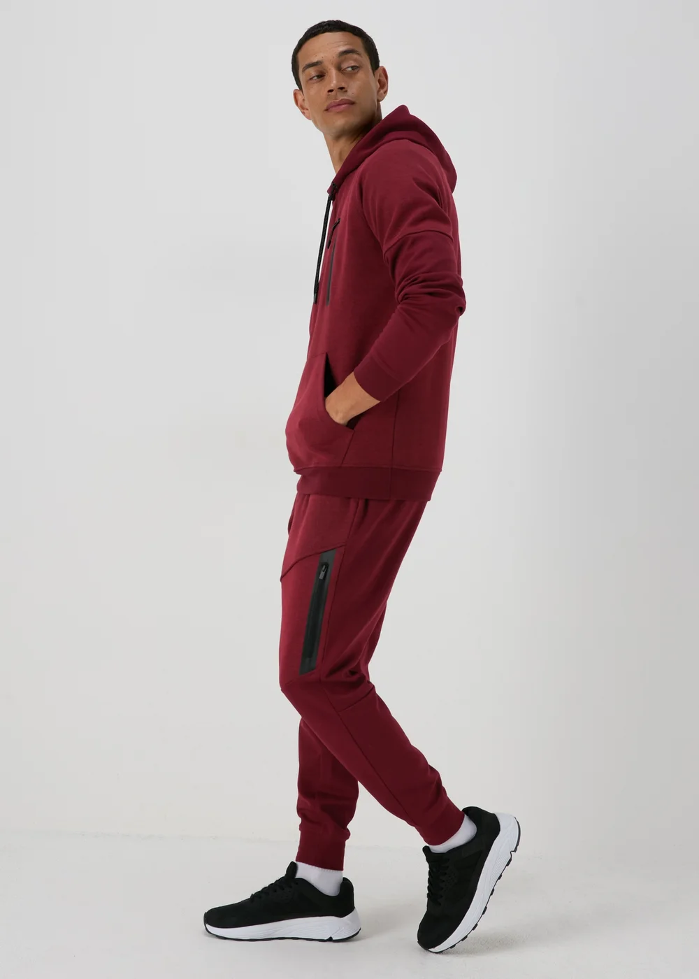 Souluxe Marl Panel Burgundy Hoodie - XS Image 4