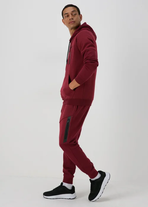 Souluxe Marl Panel Burgundy Hoodie - XS Image 4