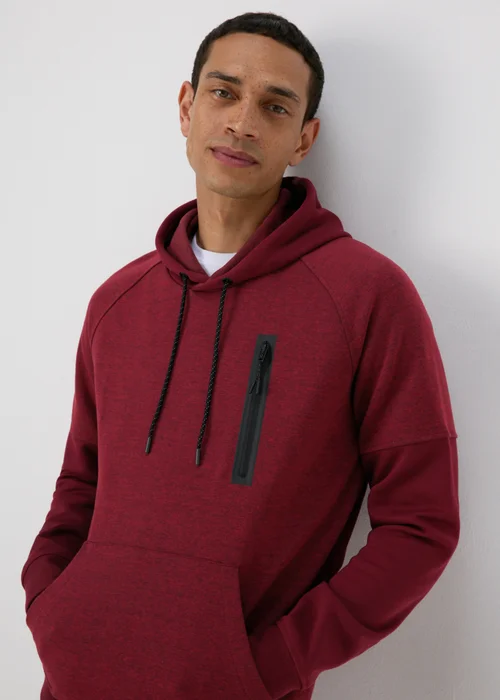Souluxe Marl Panel Burgundy Hoodie - XS Image 1