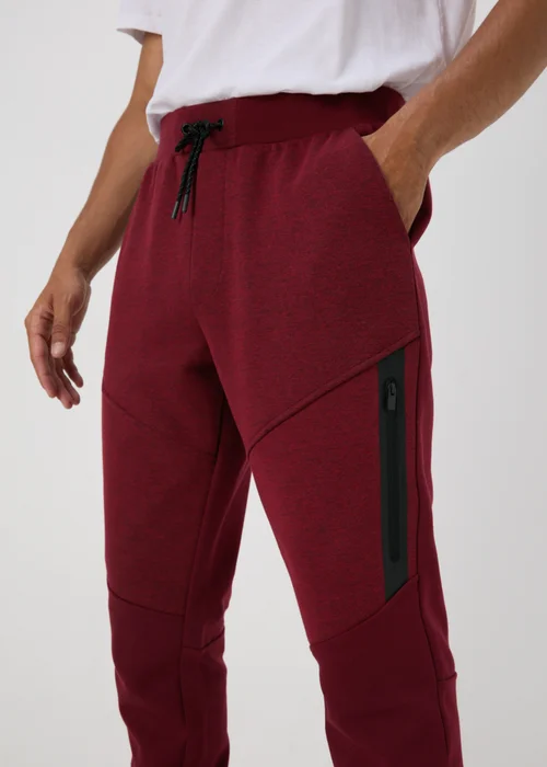 Souluxe Marl Burgundy Panel Joggers - XS Image 3
