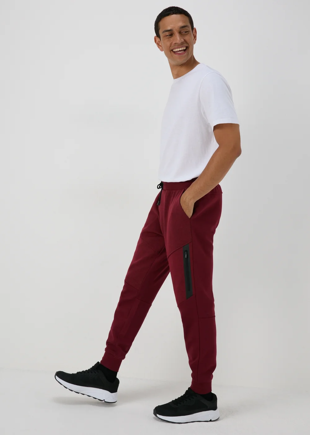 Souluxe Marl Burgundy Panel Joggers - XS Image 1