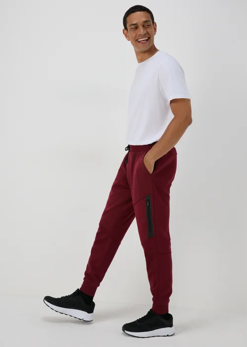 Souluxe Marl Burgundy Panel Joggers - XS Image 1