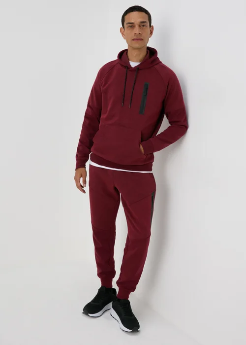 Souluxe Marl Burgundy Panel Joggers - XS Image 4