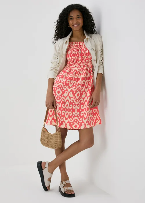 Red Printed Puff Sleeve Mini Dress - 8 Image 4