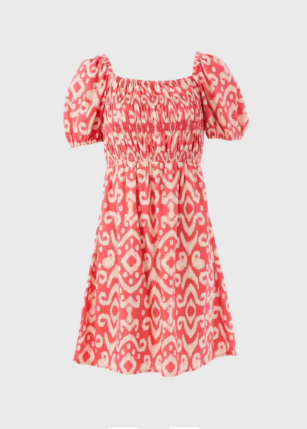 Red Printed Puff Sleeve Mini Dress - 8 Image 5