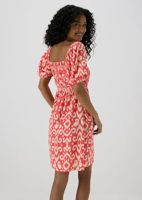Red Printed Puff Sleeve Mini Dress - 8 Image 2
