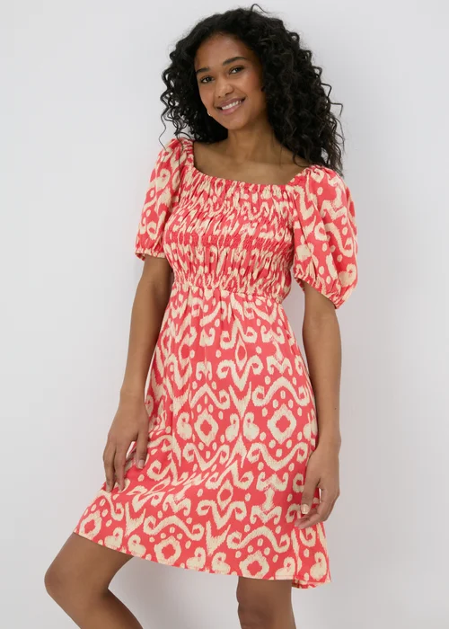 Red Printed Puff Sleeve Mini Dress - 8 Image 1