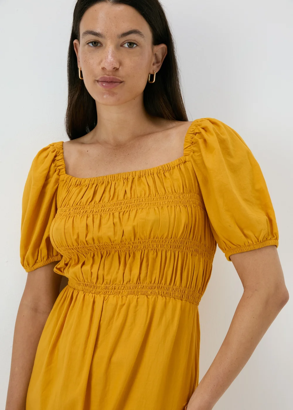 Yellow Puff Sleeve Mini Dress - 8 Image 3