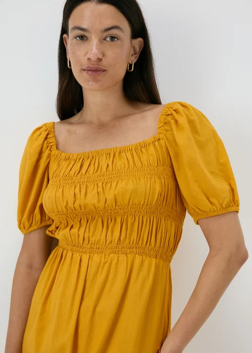 Yellow Puff Sleeve Mini Dress - 8 Image 3