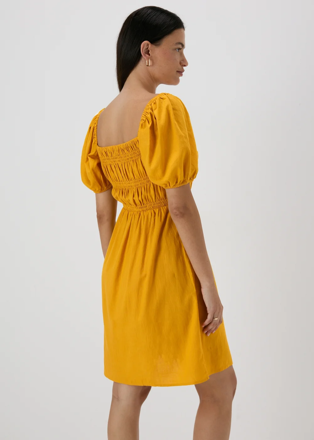 Yellow Puff Sleeve Mini Dress - 8 Image 2