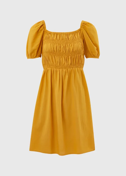 Yellow Puff Sleeve Mini Dress - 8 Image 5