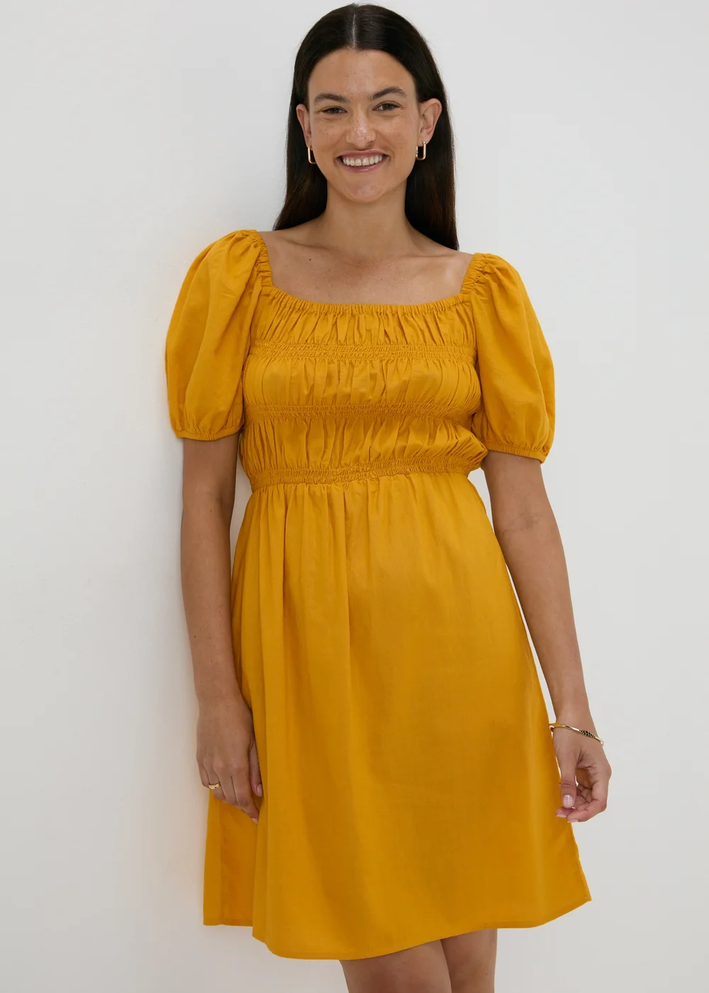 Yellow Puff Sleeve Mini Dress - 8 Image 1