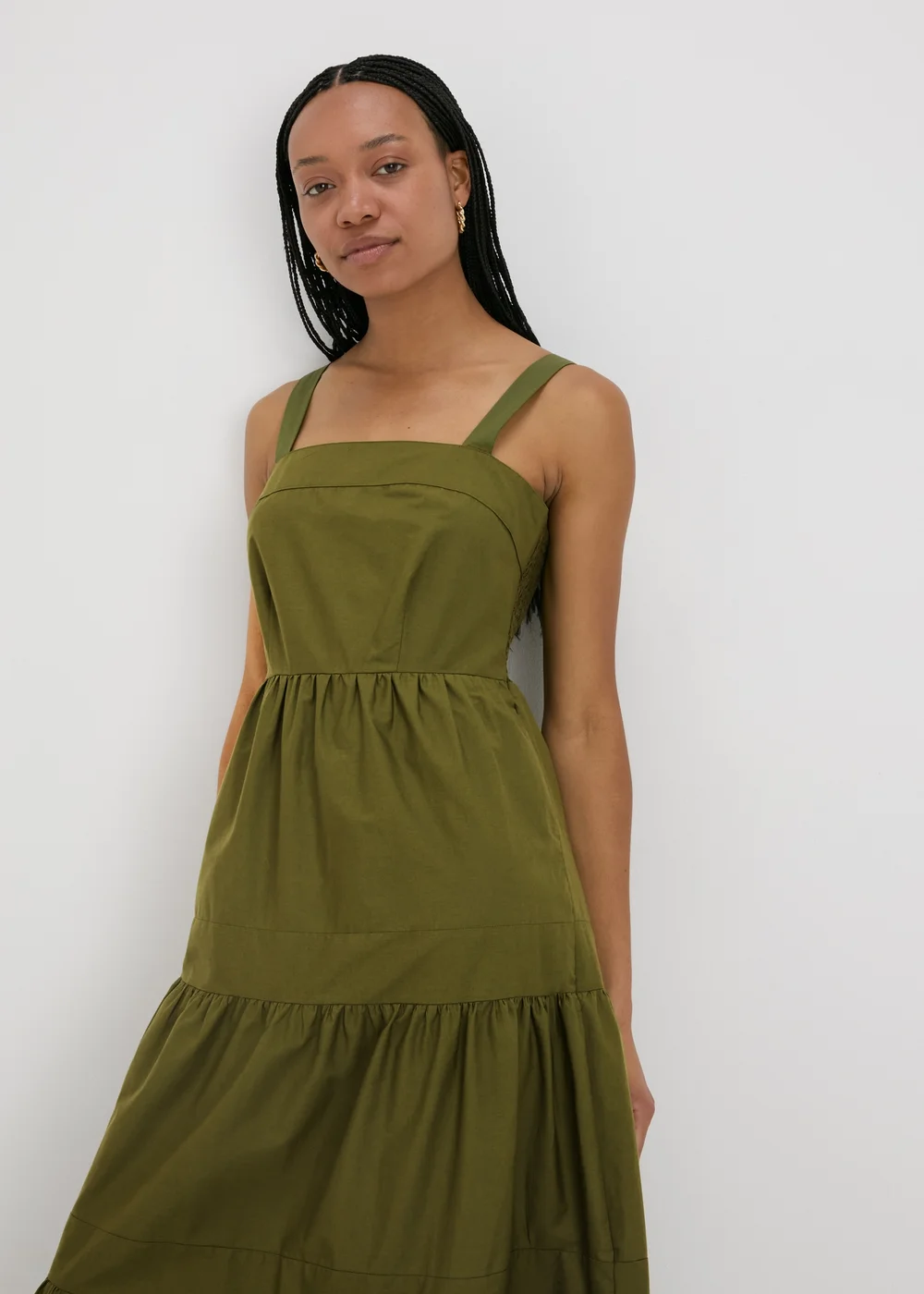 Khaki Tiered Maxi Dress - 8 Image 3