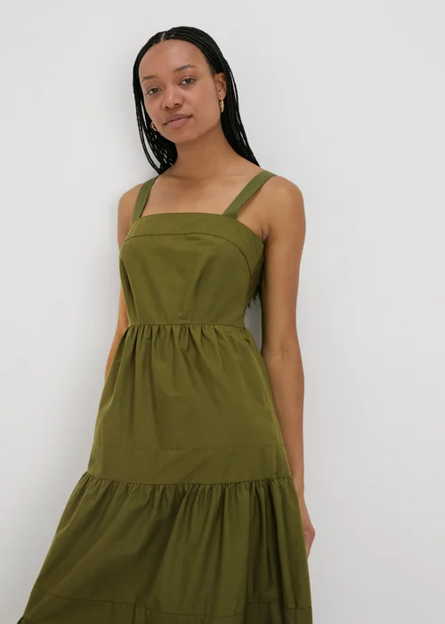 Khaki Tiered Maxi Dress - 8 Image 3