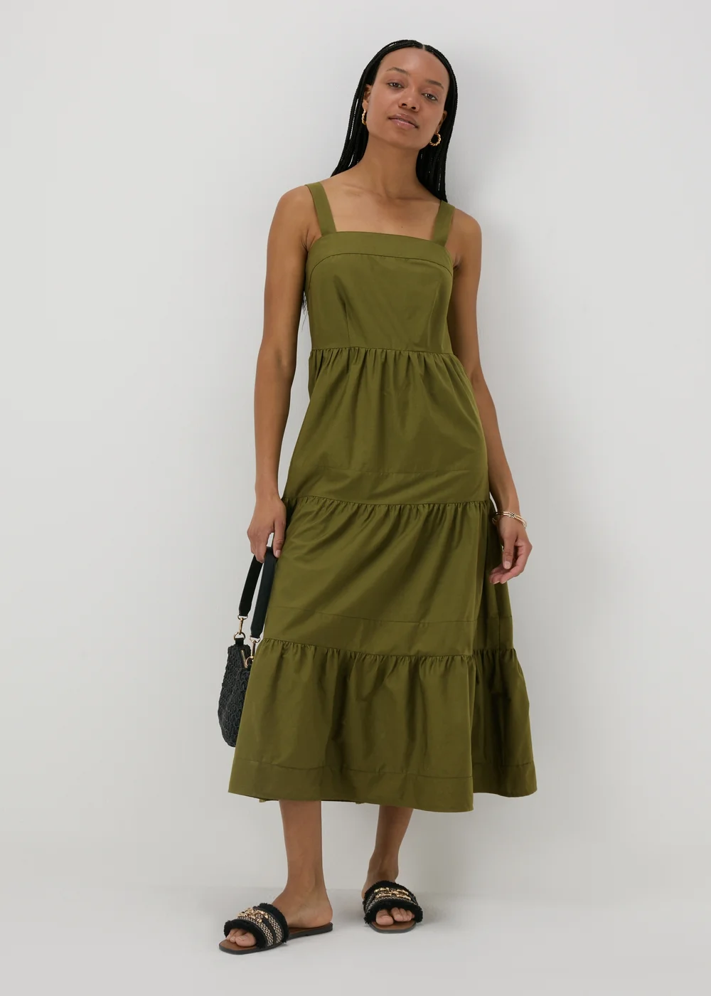 Khaki Tiered Maxi Dress - 8 Image 4