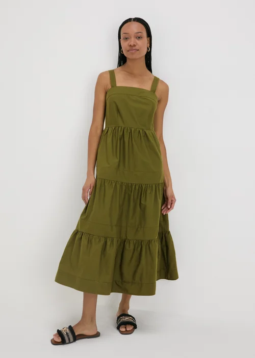 Khaki Tiered Maxi Dress - 8 Image 1
