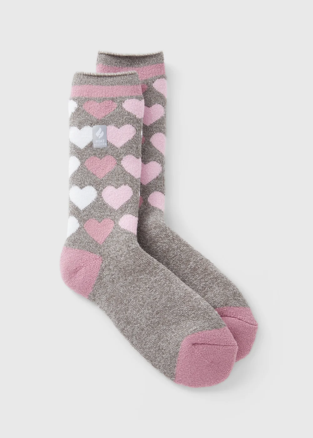 Heat Holders Grey Heart Thermal Socks - One Size Image 1