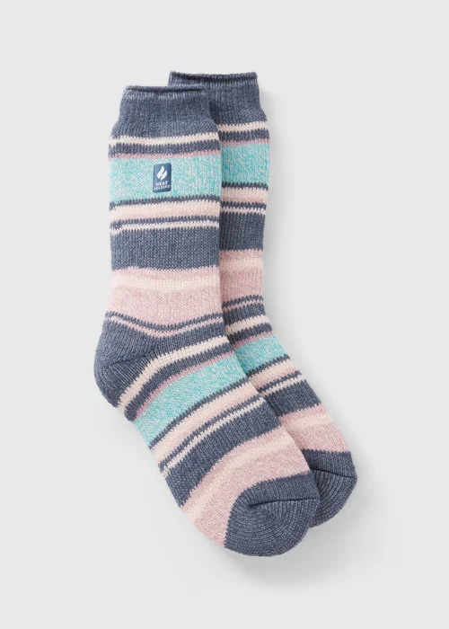 Heat Holders Grey Stripe Thermal Socks - One Size Image 1