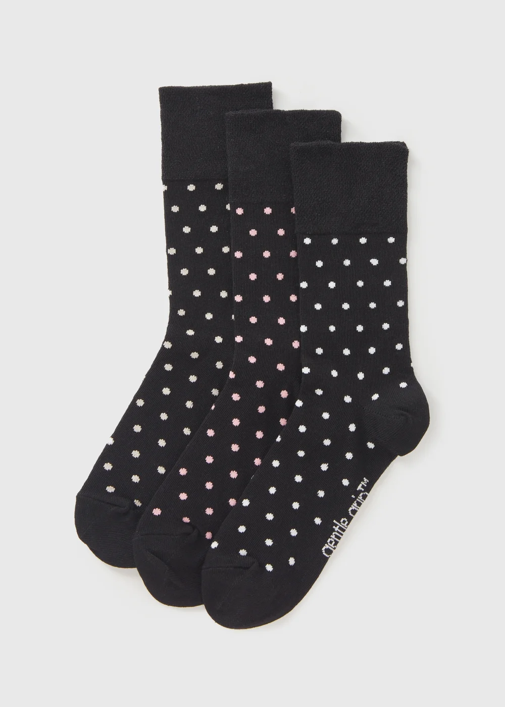 3 Pack Gentle Grip Black Spot Socks - One Size Image 1