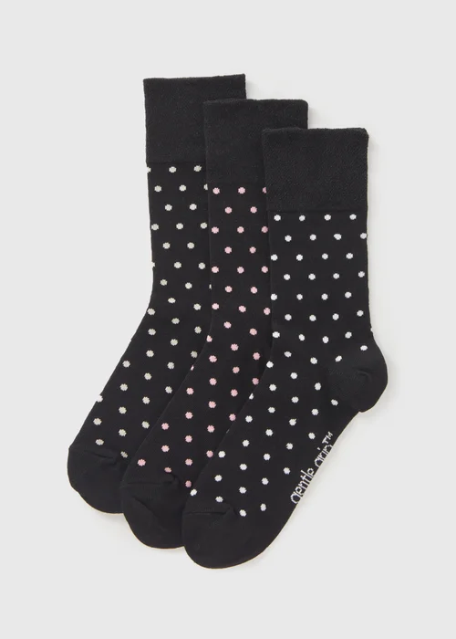 3 Pack Gentle Grip Black Spot Socks - One Size Image 1