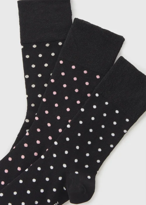 3 Pack Gentle Grip Black Spot Socks - One Size Image 2