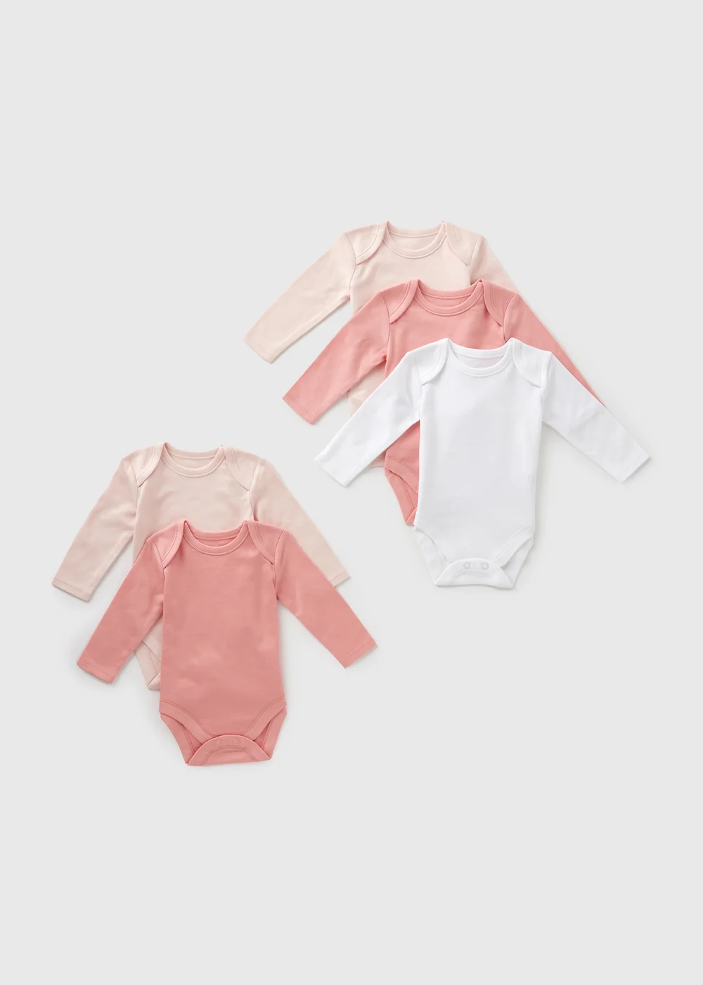 5 Pack Baby Pink Long Sleeve Bodysuits (Newborn-23mths) - 0-3 months Image 1